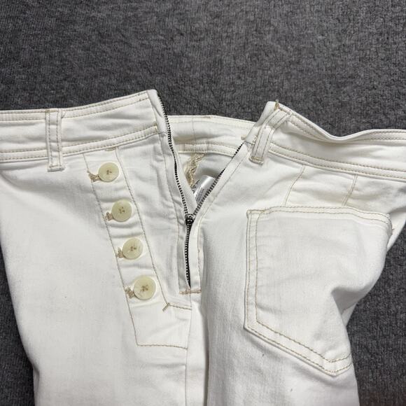 Pilcro and the Letterpress Wide Leg Pants Womens 27 White Anthropologie Buttons - Picture 6 of 10